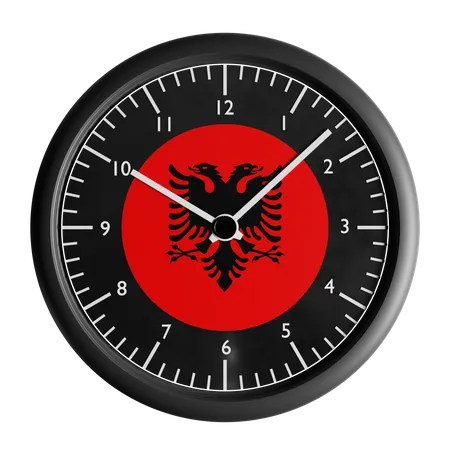 Horloge murale avec le drapeau de l'Albanie  3D Icon