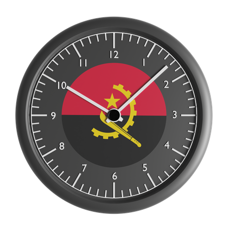 Horloge murale avec le drapeau de l'Angola  3D Icon