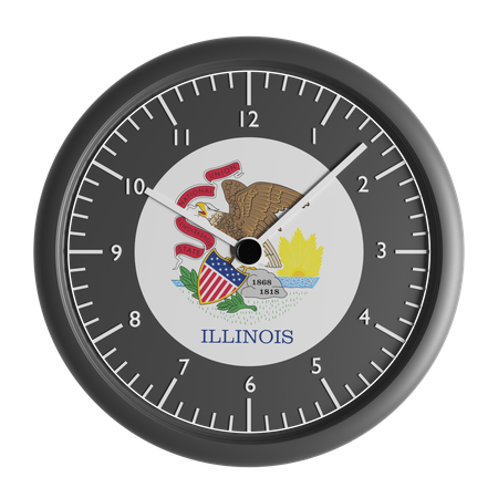 Horloge murale avec le drapeau de l'Illinois  3D Icon