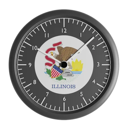 Horloge murale avec le drapeau de l'Illinois  3D Icon