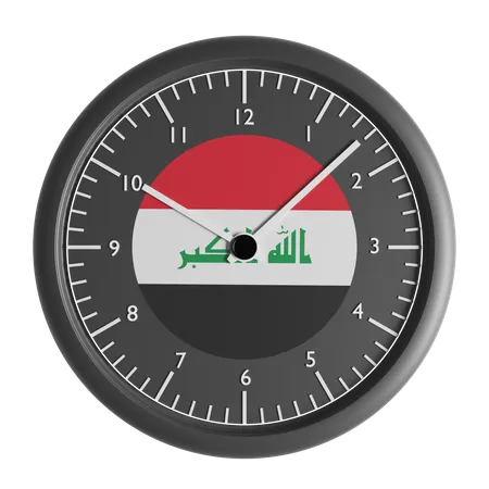 Horloge murale avec le drapeau de l'Irak  3D Icon