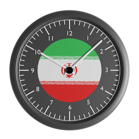 Horloge murale avec le drapeau de l'Iran  3D Icon