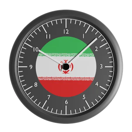 Horloge murale avec le drapeau de l'Iran  3D Icon