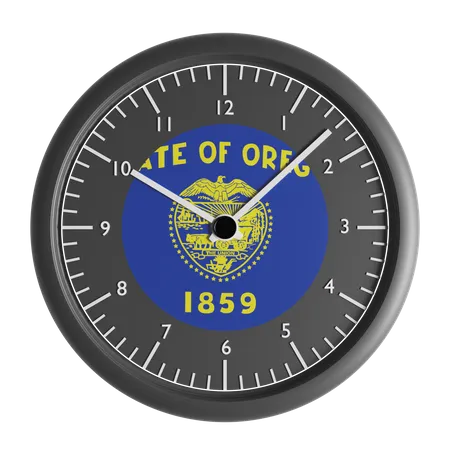 Horloge murale avec le drapeau de l'Oregon  3D Icon