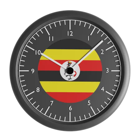 Horloge murale avec le drapeau de l'Ouganda  3D Icon