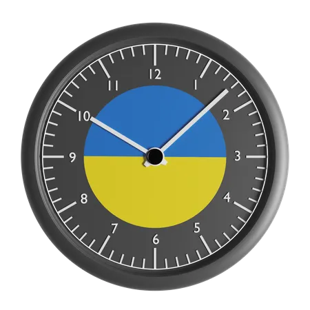 Horloge murale avec le drapeau de l'Ukraine  3D Icon