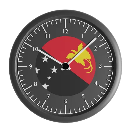 Horloge murale avec le drapeau de la Papouasie-Nouvelle-Guinée  3D Icon