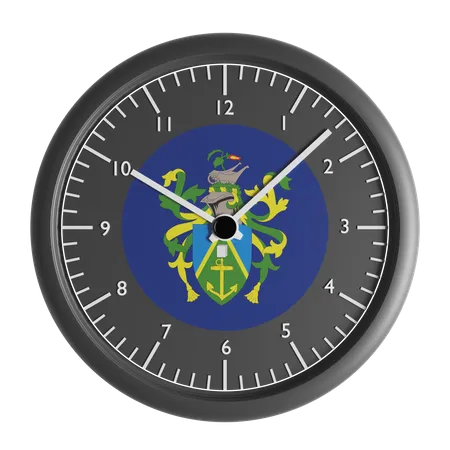 Horloge murale avec le drapeau des îles Pitcairn  3D Icon