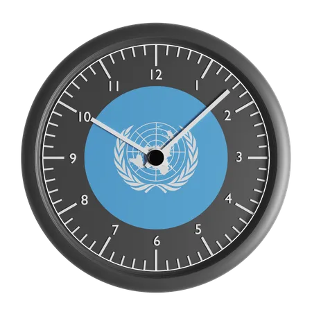 Horloge murale avec le drapeau des Nations Unies  3D Icon