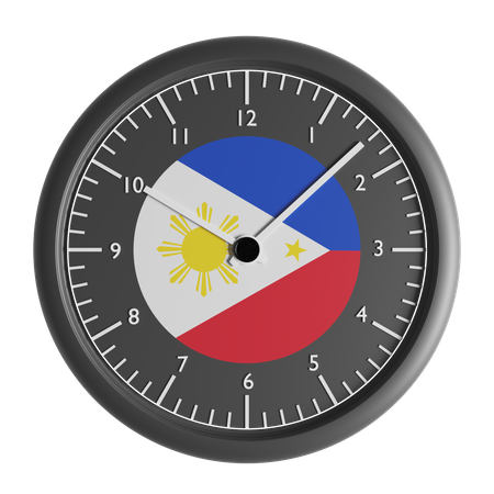 Horloge murale avec le drapeau des Philippines  3D Icon