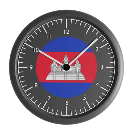 Horloge murale avec le drapeau du Cambodge  3D Icon