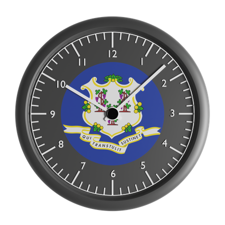 Horloge murale avec le drapeau du Connecticut  3D Icon