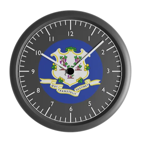 Horloge murale avec le drapeau du Connecticut  3D Icon