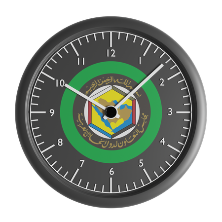 Horloge murale avec le drapeau du Conseil de coopération du Golfe  3D Icon