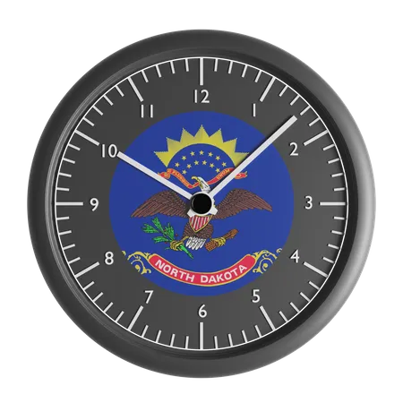 Horloge murale avec le drapeau du Dakota du Nord  3D Icon