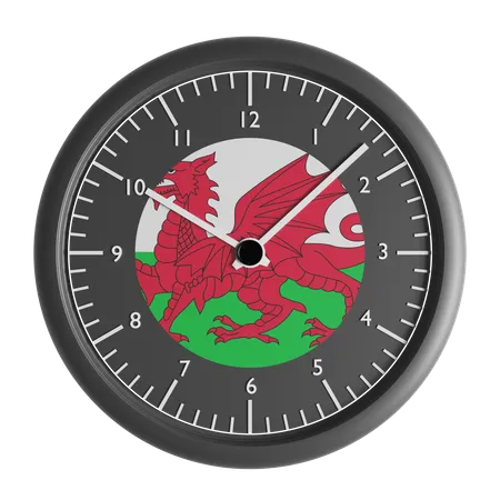 Horloge murale avec le drapeau du Pays de Galles  3D Icon