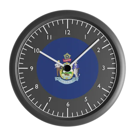 Horloge murale avec le drapeau du Maine  3D Icon