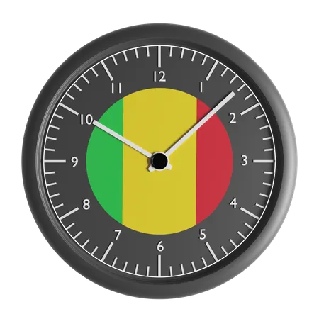 Horloge murale avec le drapeau du Mali  3D Icon