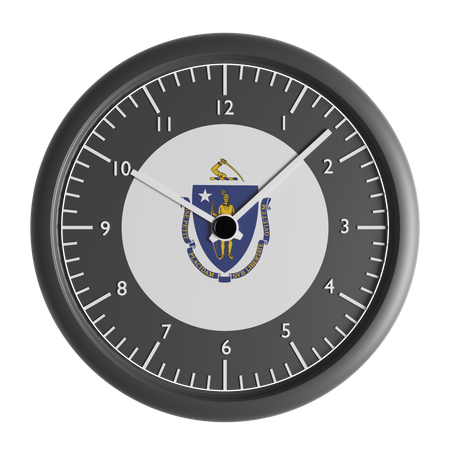 Horloge murale avec le drapeau du Massachusetts  3D Icon