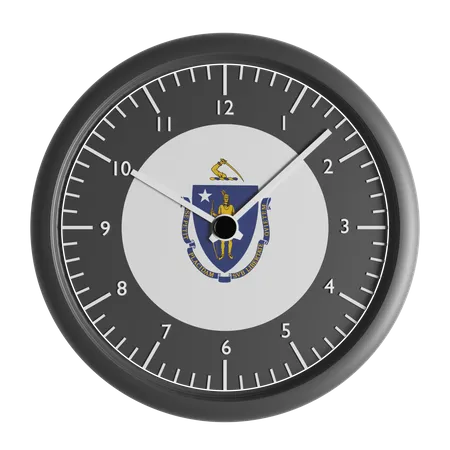 Horloge murale avec le drapeau du Massachusetts  3D Icon