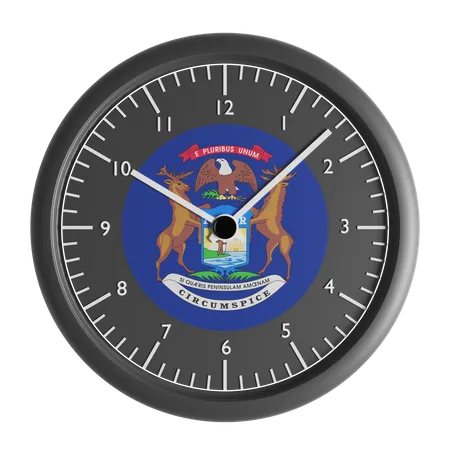 Horloge murale avec le drapeau du Michigan  3D Icon