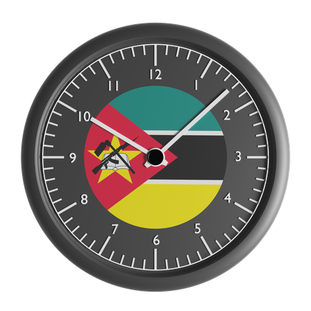 Horloge murale avec le drapeau du Mozambique  3D Icon