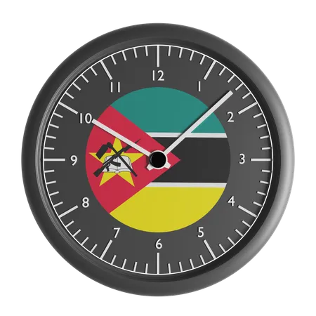 Horloge murale avec le drapeau du Mozambique  3D Icon