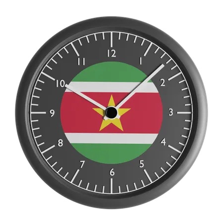 Horloge murale avec le drapeau du Suriname  3D Icon