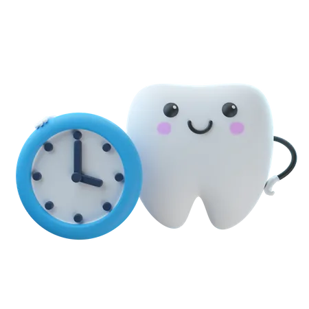 Horloge qui tient les dents  3D Illustration