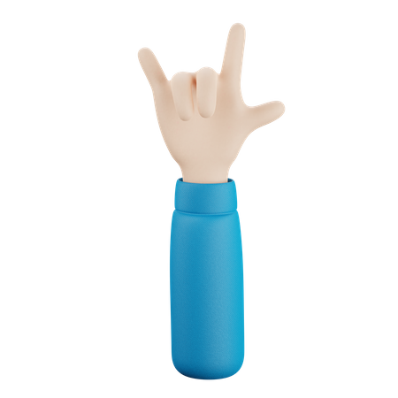 Horn Finger Hand Gesture  3D Icon