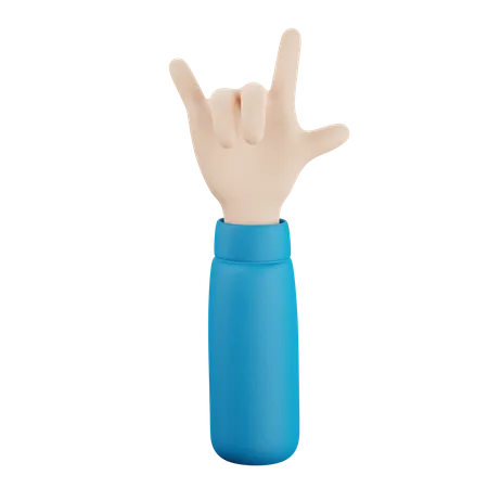 Horn Finger Hand Gesture  3D Icon