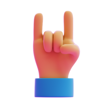 Horn Sign Hand Gesture  3D Icon