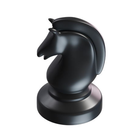 馬のチェスの駒 黒  3D Icon