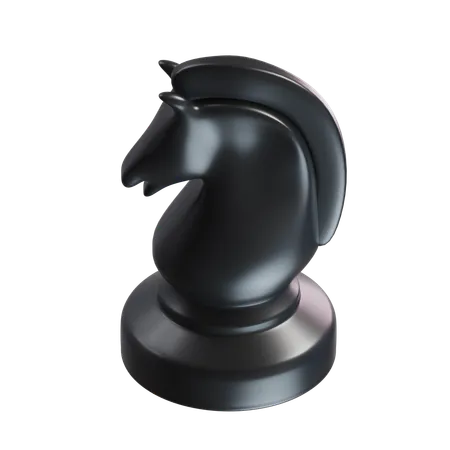 馬のチェスの駒 黒  3D Icon