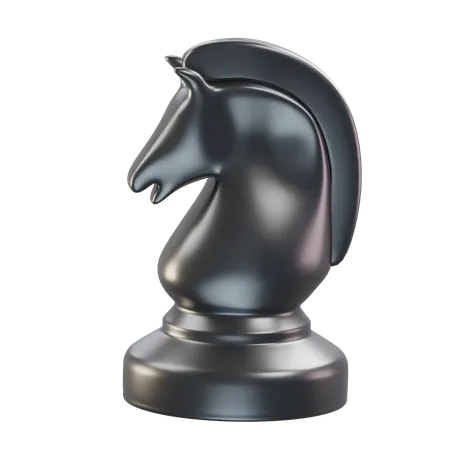 Horse Chess Piece Black  3D Icon