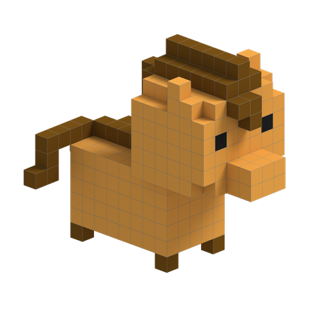 Horse Cute Voxel Art  3D Icon