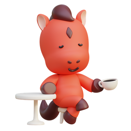 Horse Enjoying Coffee  3D Icon