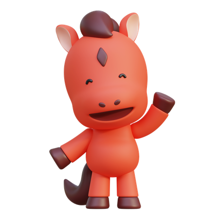 Horse Waving Hand  3D Icon