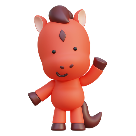 Horse Waving One Hand  3D Icon