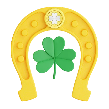 Horseshoes With Clover Leaf  3D Icon