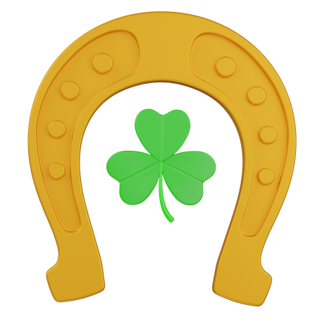 Horseshoes With Clover Leaf  3D Icon
