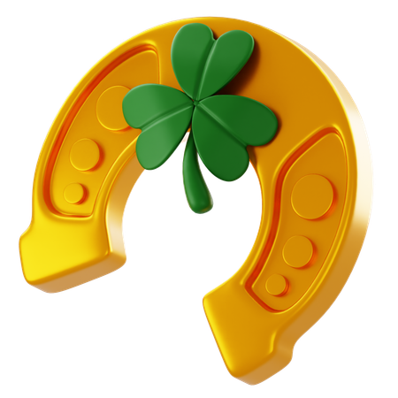 Horseshoes With Clover Leaf  3D Icon