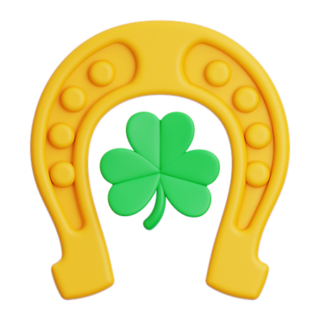 Horseshoes With Clover Leaf  3D Icon