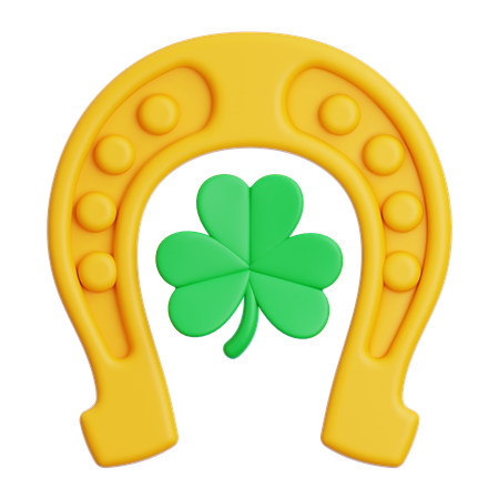 Horseshoes With Clover Leaf  3D Icon