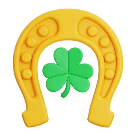 Horseshoes With Clover Leaf  3D Icon