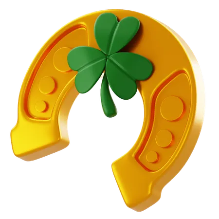 Horseshoes With Clover Leaf  3D Icon