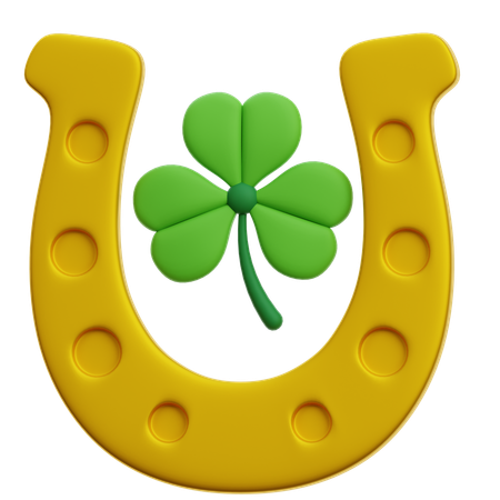 Horseshoes With Clover Leaf  3D Icon