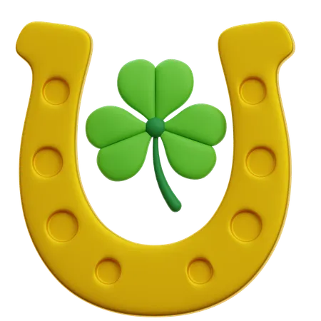 Horseshoes With Clover Leaf  3D Icon