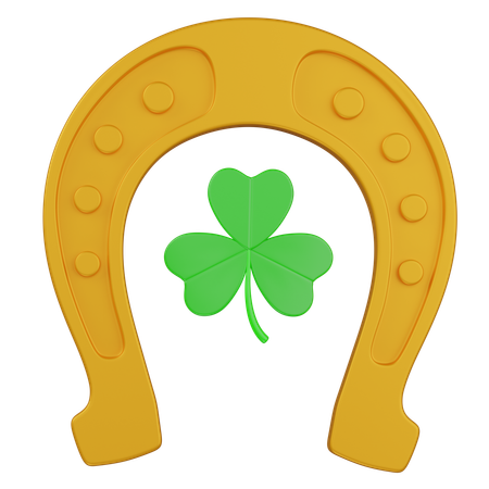 Horseshoes With Clover Leaf  3D Icon