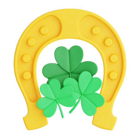 Horseshoes With Clover Leaves  3D Icon